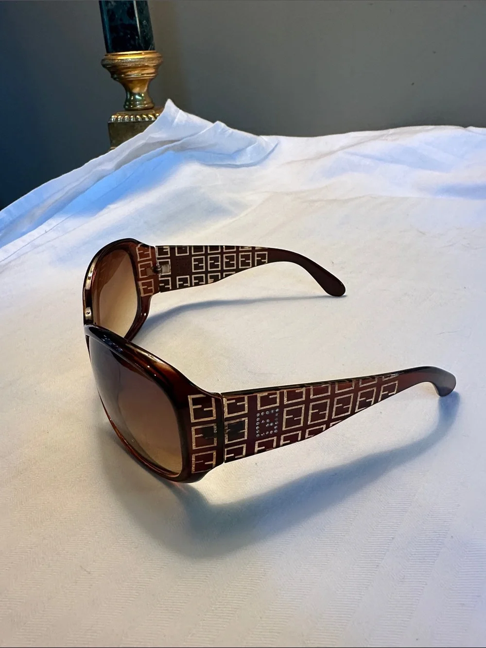 Brown Patterned Women's Sunglasses with Crystal Accent